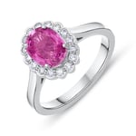 18ct White Gold 1.43ct Pink Sapphire Diamond Cluster Ring