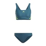 adidas Women's 3-Stripes Bikini Set, Arctic Night/Lucid Lime, 44"