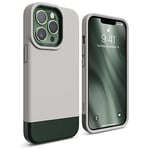 elago Glide Case Compatible with iPhone 13 Pro Case (6.1"), Protective Thin TPU Cover, Shockproof, Enhanced Camera Guard, Anti-Scratch, Simple and Unique Design (Stone/Dark Green)