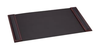 Dacasso Side-Rail Desk Pad, Walnut/Black Leather, 34 x 20-Inch