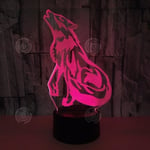 INN® Wolf Head Series LED Nattljus Färgglad Touch Fjärrkontroll 3D Bordslampa USB Creative Gift Bordslampa