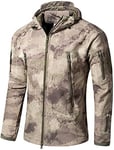 VADOOLL veste tactique pour hommes Softshell polaire à capuche manteau d'extérieur chaud veste d'hiver militaire Softshell veste tactique (RUIN YELLOW,XXL)