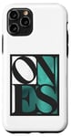 Coque pour iPhone 11 Pro Bleu sarcelle Aqua One Of Them Ones Bleu sarcelle Aqua Blanc Graphique