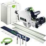 Festool TSV60 KEB-Plus GB Plunge Saw 110V 2 x Guide Rail Connector Clamp & Bag