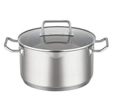 RÖSLE Faitout EXPERTISO - Récipient de Cuisson Universel en Inox 18/10 avec Couvercle en Verre, Bec Verseur et Graduation Intérieure - Compatible Induction et Lave-Vaisselle, 24 cm