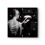 Horloge murale en verre 40x40cm Silencieuse Lady Rose Myst?re Wall Clock