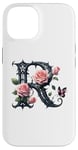 Coque pour iPhone 14 Letter R Initial Floral Monogram Rose Pink Flower Butterfly