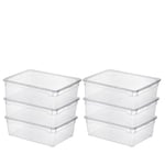 Sundis Clear Box, lot de 6 boîtes de rangement 22L en plastique transparent, avec couvercle, superposables et empilables, idéales pour ranger les bottes et les chaussures d’hiver