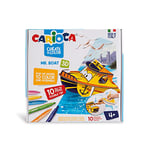 Carioca Mr Boat Pop-Up Set pour Le Coloriage et La Construction, Jeu de 10 Marqueurs Super Lavables à Double Tranchant, Fins et Moyens.