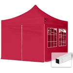 Intent24 - Tente Pliante 3x3 m - 4 côtés Acier Barnum Chapiteau Pliant Tonnelle Stand Paddock Réception Abri rouge