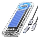 ORICO Boîtier SSD NVMe 40Gbps avec Ventilateur, Boîtier M.2 SSD sans Outil pour Thunderbolt 4/3, USB 4/3.2/3.1/3.0, supporte SSD internes M-Key 2230/2242/2260/2280, Transparent,TCM2-U4-BL