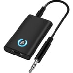 Bluetooth 5.0 Sändare/Mottagare 2-i-1 Trådlös Bluetooth-adapter Dubbla 3,5 mm Jack-anslutning för Hörlurar TV PC Dator