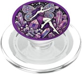 Illustration de fée en cristal violet améthyste PopSockets PopGrip pour MagSafe