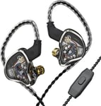 Ccz Warriors Nex 3Ba 1Dd Ecouteurs Intra-Auriculaires Iem Dans Moniteurs D'Oreille Avec Design Amovible 2 Broches 4N Cable Ofc Pour Musicien De Scene(Argent,Avec Microphone)