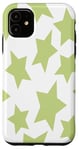 Coque pour iPhone 11 Green Stars, esthétique preppy, style rétro des années 70, Y2K, pastel danois