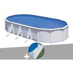 Kit piscine acier blanc Gré Fidji ovale 7,44 x 3,99 x 1,22 m + Tapis de sol