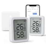 Lot de 2 Thermomètres Hygromètres Plus et 1 Hub Mini, Concentrateur Numérique, avec Alarme Intelligente et Stockage de Données, Écran LCD Thermo-hygromètre Numérique, Contrôle par l`APP