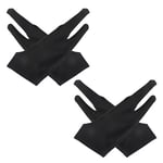 RTRTGS 4 Pcs Artiste Gant Respirant pour Tablette Graphique, Gants de Dessin numérique vpour Droitier Gaucher, Gants d'artiste Élastiques Anti-fouling, Gant à 2 Doigts, Noir