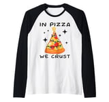 Funny Pizza on Earth Christmas Tree Merry Crust-mas Pizzamas Raglan Baseball Tee