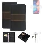 Phone Case + earphones for Samsung Galaxy A20 Wallet Cover Bookstyle protective