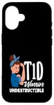 Coque pour iPhone 16 Sensibilisation au diabète de type 1 Guerrier T1D indestructible