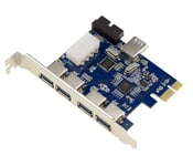 KALEA-INFORMATIQUE Carte contrôleur PCI Express PCIe vers USB 3.0, 4 Ports externes 5G et 3 Ports internes avec connecteur USB3 19 Points