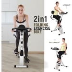 Home Fitness Code - Vélo d'appartement Pliable Résistance réglables - Entraînement Gym - Blanc et Noir