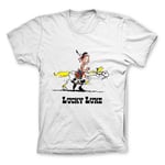 T-shirt 100% coton Lucky Luke, jeu de piste avec Jolly Jumper (Blanc) - S