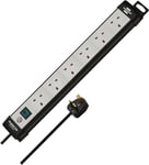 Brennenstuhl Premium-Line extension socket 6-way 5m 05VV-F 3G1,25 black/lightgrey with plug *GB*