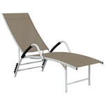 Transat Chaise Longue Bain De Soleil Lit De Jardin Terrasse Meuble D'extérieur Textilène Et Aluminium Taupe Helloshop26 02_0012934