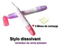 Stylo Correcteur Dissolvant Vernis Ongle Cleaner Nail Art Manucure + 3 Embouts