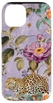 Coque pour iPhone 14 Toile bleue claire à carreaux style bohème violet