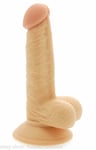 6 Inch Realistic White Flesh Willy Penis Dildo Dong Scrotum Suction Cup Sex Toy