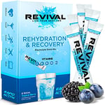 Revival Rapid Rehydration, Electrolytes Powder - High Strength Vitamin C, B1, B3, B5, B12 Supplement Sachet Drink, Effervescent Electrolyte Hydration Tablets - 6 Pack Tropical Berry