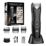 Pubic Body Hair Trimmer Men, All in One Body Groomer Men with Ceramic Blade, Waterproof Ball Hair Trimmer w/Light, Recharge Dock & LED Display, Gift for Men