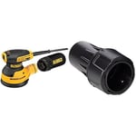 DEWALT - Ponceuse excentrique 280W ø125mm - DWE6423 & Raccord d'Aspiration Pivotant à 360°/Bloquant - À Fixer sur Flexibles de 35mm de Diamètre