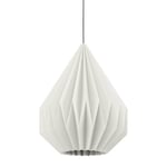 EGLO Suspension luminaire Minting, lampe de plafond avec abat-jour plissé, lustre pour salon et salle à manger, métal noir et papier blanc, douille E27, Ø 45 cm