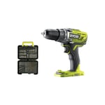 Pack Ryobi Perceuse-visseuse R18DD3-0 - 18V One+ sans batterie ni chargeur - Coffret 60 accessoires - perçage et vissage RAK60DDF