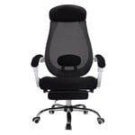 FTFTO Home Accessories Computer Chair Black Office Chair Breathable Net Ergonomics Tilt 90 deg -150 deg Rotate 360 deg (With Footrest)