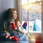Disney Lot de 2 feuilles de stickers pour fenêtre - Motif flocon de neige La Reine des Neiges - Dimensions : 30 x 30 cm - Pour chambre d'enfant et de bébé