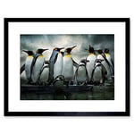 Wee Blue Coo Emperor Penguin Huddle Birds Antarctica Picture Framed Wall Art Print