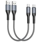 Câble USB C Court [0.3M, Lot de 2] 3,1A Charge Rapide Chargeur USB C Cable USB C Nylon Tressé Cable USB Type C pour Samsung Galaxy S23 S22 S21 S20 S10, Note 20 10, Huawei P40 P30, Pixel 7