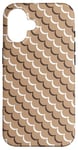 Coque pour iPhone 16 Beige Brown Diagonal Semi-Circle Crescent Arc Line Pattern