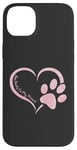 Coque pour iPhone 14 Plus Rose aquarelle patte de chien cœur citations chiens femmes filles