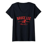 Womens Bruce Lee Red Live A Life Worth Remembering V-Neck T-Shirt