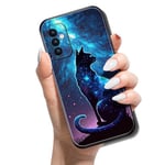 E-Panda for XIaomi Redmi Note 12 Pro/Poco X5 Pro 5G Case Ultra Thin Slim Black TPU Soft Silicone Gel Bumper Shockproof Protective Cover Pattern Design Personalised Kawaii Cute - Cat Moon Starry Sky