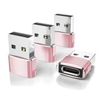 USB till USB C-adapter, USBC hona till A hane OTG-laddare typ C-omvandlare för Apple Watch Ultra iWatch 7 8 9 10, iPhone , Plus Pro Max, AirPods 3 pink 4pc