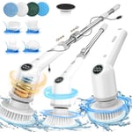 Electric Spin Scrubber, New Cordless Shower Scrubber with 8 Replaceable Brush Heads and Adjustable Extension Handle,Power Cleaning Brush for Bathroom,Kitchen,Car,Tile,Wall,Floor,Tub,Grout