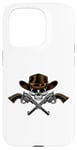 Coque pour iPhone 15 Pro Chapeau de cowboy pistolets crâne pirate croix os