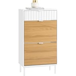 Sobuy - FSR174-WN Meuble Chaussure, Rangement Chaussure, Meuble d'Entrée, Meuble de Rangement à Chaussures Armoire, Commode à Chaussures avec 2